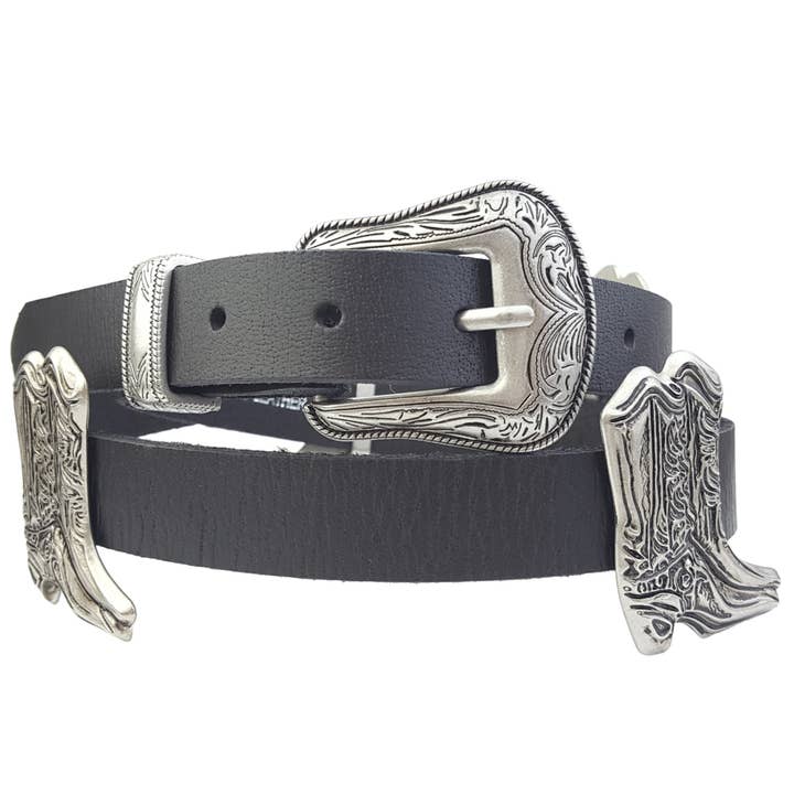 Axesoria West - Wholesale Belt - Women's - Western Boot and Cactus Concho Belt in Genuine Leather 0