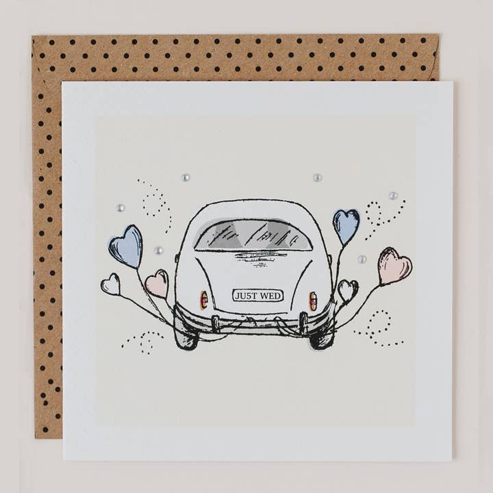 Just Married Crystal Embellished Wedding Card for wholesale by Apple & Clover