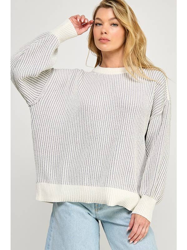 Miss Love - Wholesale Knit Sweater - Women's - Super Soft Strip Sweater1