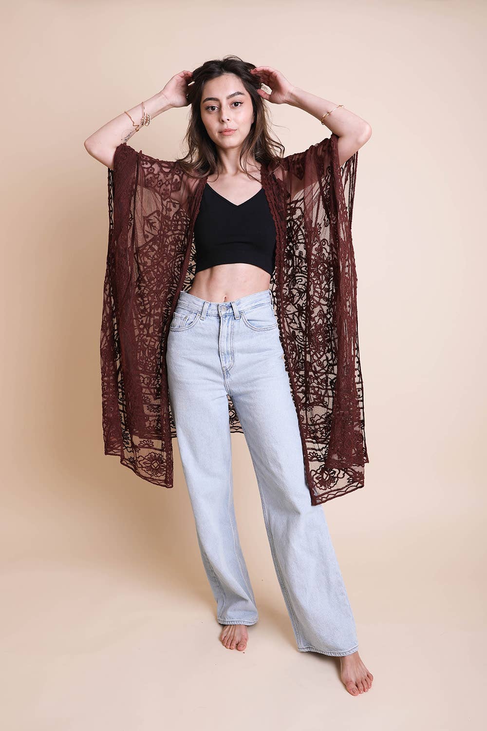 Leto Accessories - Wholesale Kimono - Women's - Lightweight Layering Mandala Kimono Cover-Up4