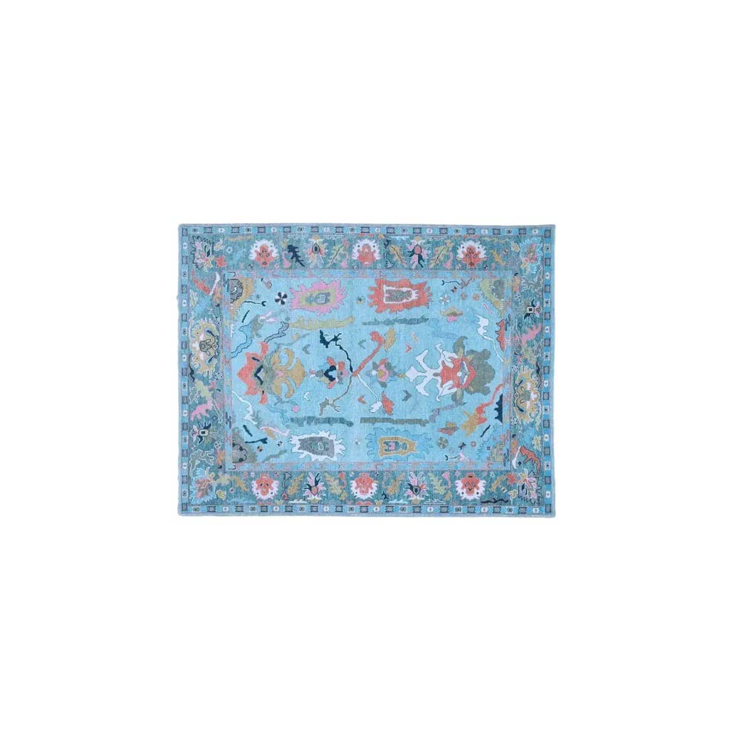 Maia Homes – Tapete por atacado – Tapete de Lã Tradicional Floral Tufado à Mão - Azul5