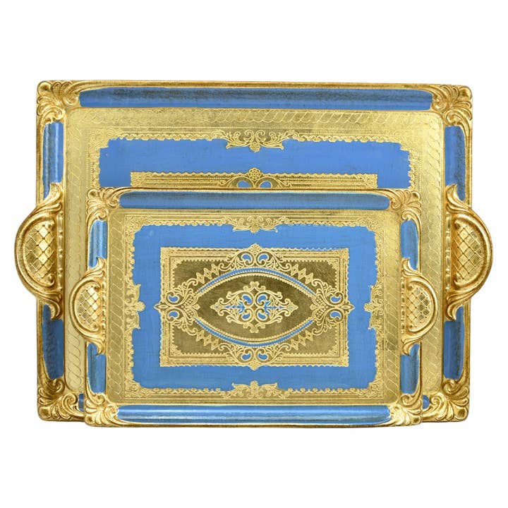 Via Graceffo - Wholesale Decorative tray - Florentine Carved Rectangle Tray with Handles, M or L, Made in Italy8