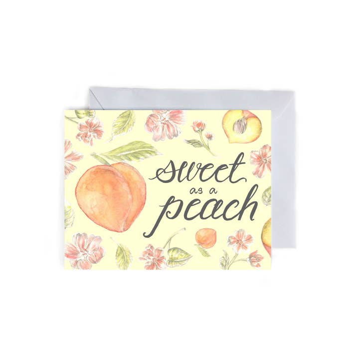 Sweet as a Peach - Cute Folded Card for wholesale by Erica Catherine Illustration