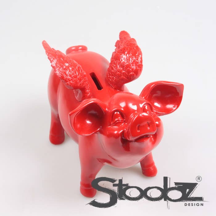 Imhof & Stevens BV – wholesale Money/piggy bank – PIGGY BANKS WITH WINGS RED 14X25X15 CM STOOBZ DESIGN4