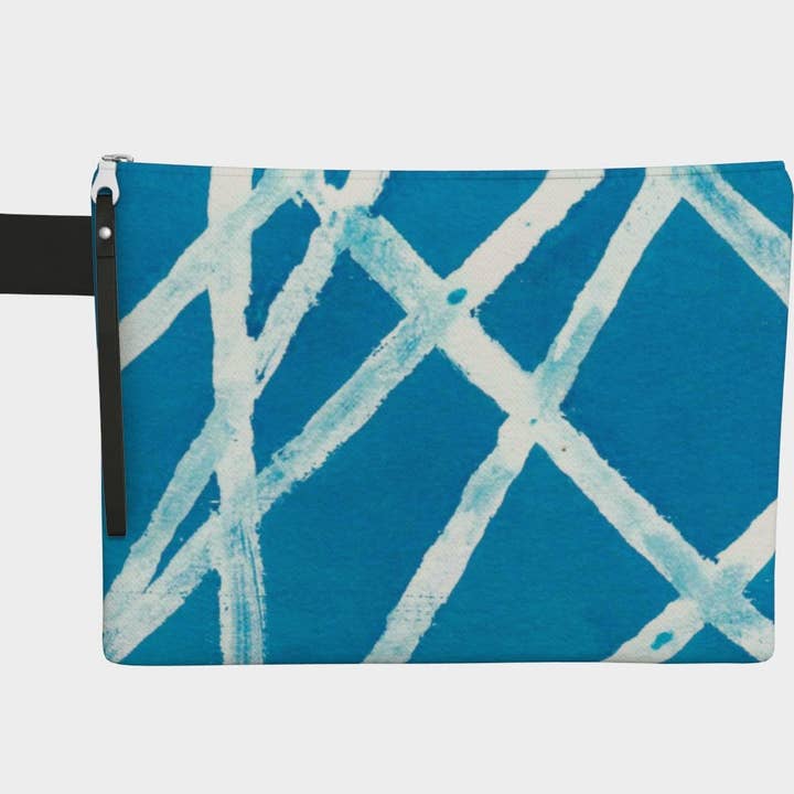 Zippered Cotton Canvas Carry All | White Lines for wholesale by Creative Artifacts HQ