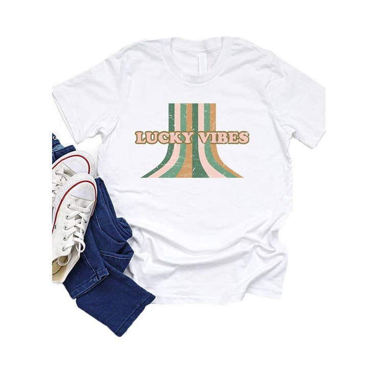 Retro Lucky Vibes Kids Graphic Tee for wholesale by Kids By Kissed Apparel