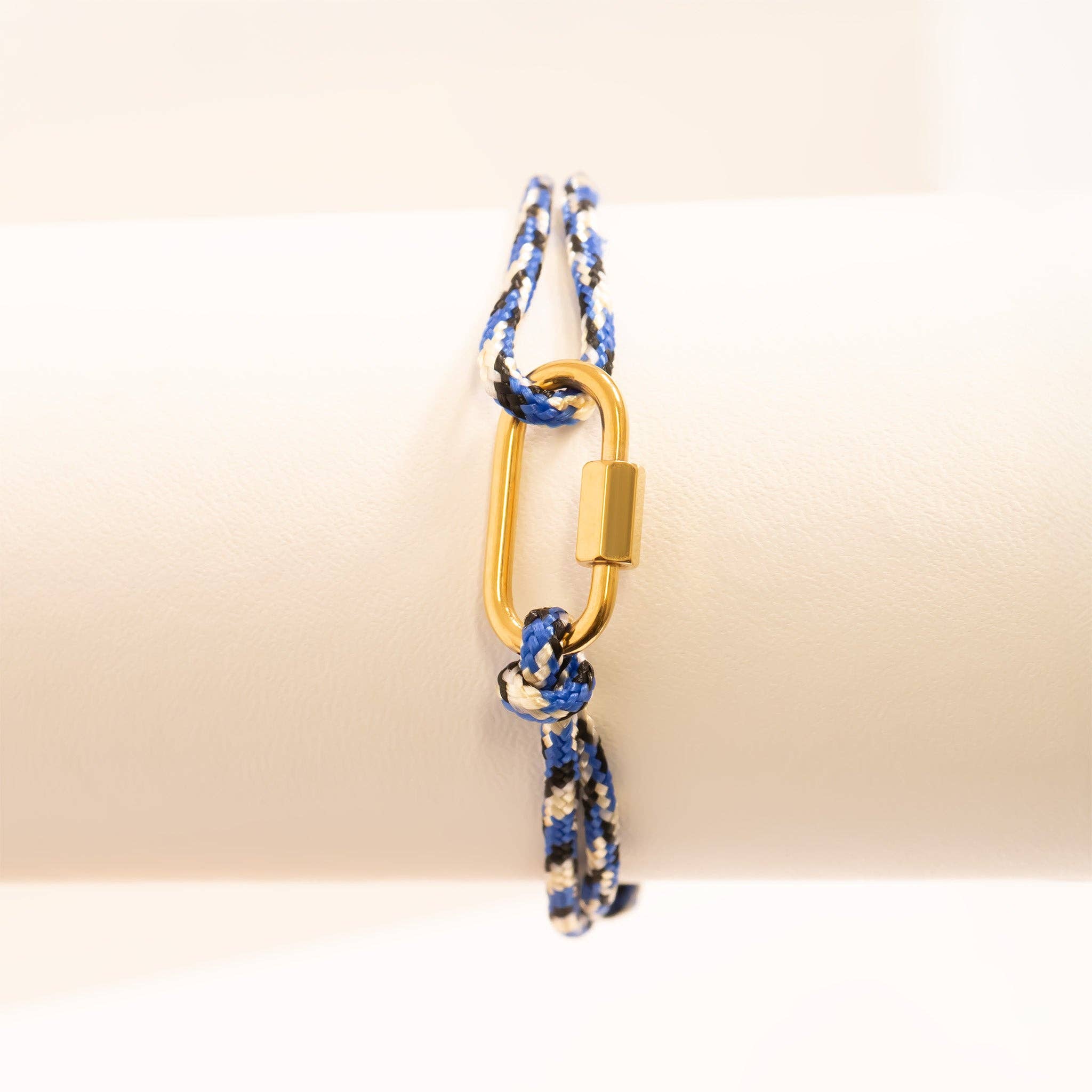 WJW - Wholesale Link & Chain Bracelet - 18K Gold PVD Stainless Steel Navy Rope Carabiner Bracelet3