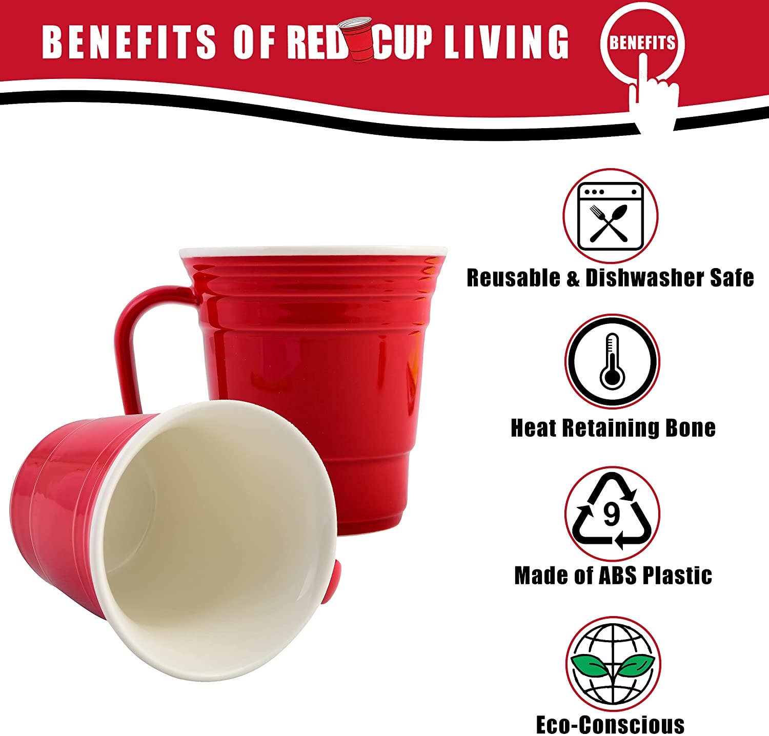 Red Cup Living – wholesale Coffee mug – Red Cup Living Reusable Coffee Mug, 12-Ounce, Red4