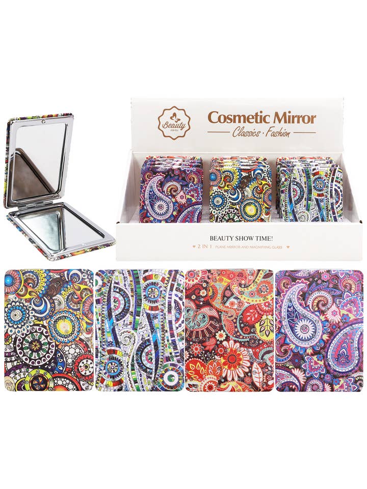 Boho Paisley Glitter Compact Spiegel - 12 stuks voor wholesale door Cap Zone
