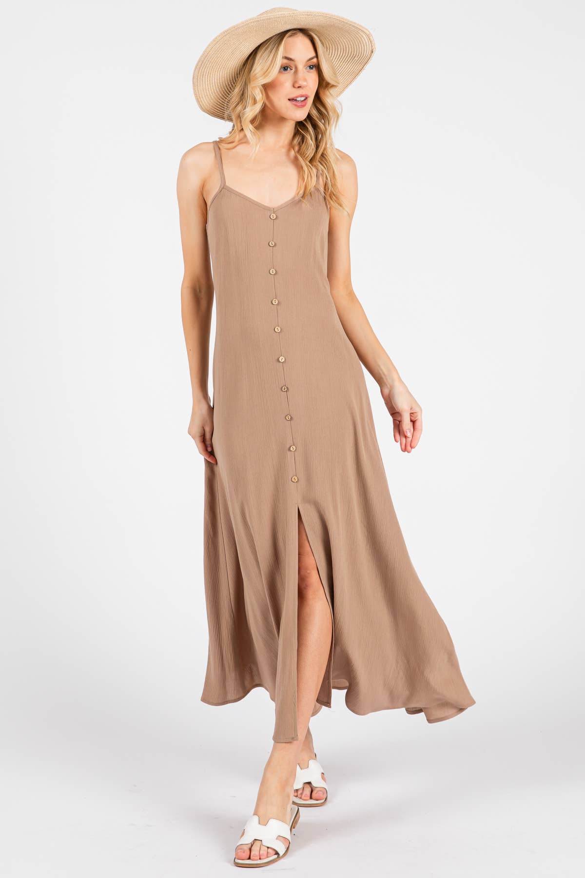 Final Touch - Vente Robe – femme - Robe fluide en mousseline épaisse avec boutons contrastants - ND40209-HV3