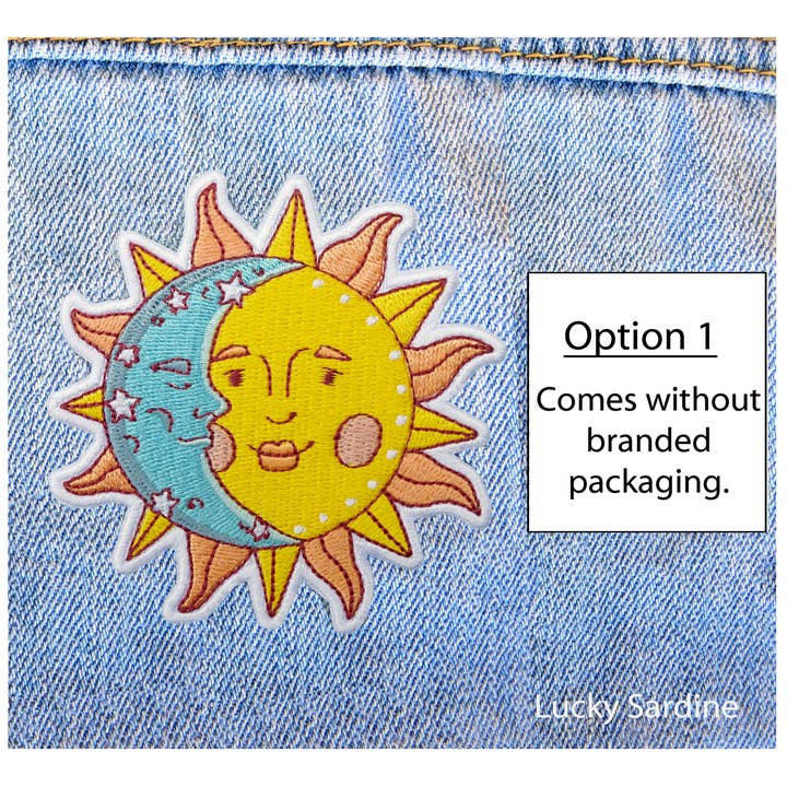 Lucky Sardine - Wholesale Patch - Celestial Sun & Moon, Cosmic Stars Embroidered Iron-On Patch