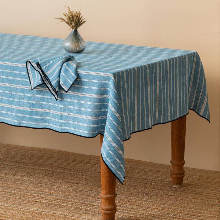 Live Linen - Wholesale Tablecloth - Striped Yarn-Dyed Althea Linen Tablecloth – Casual Dining0