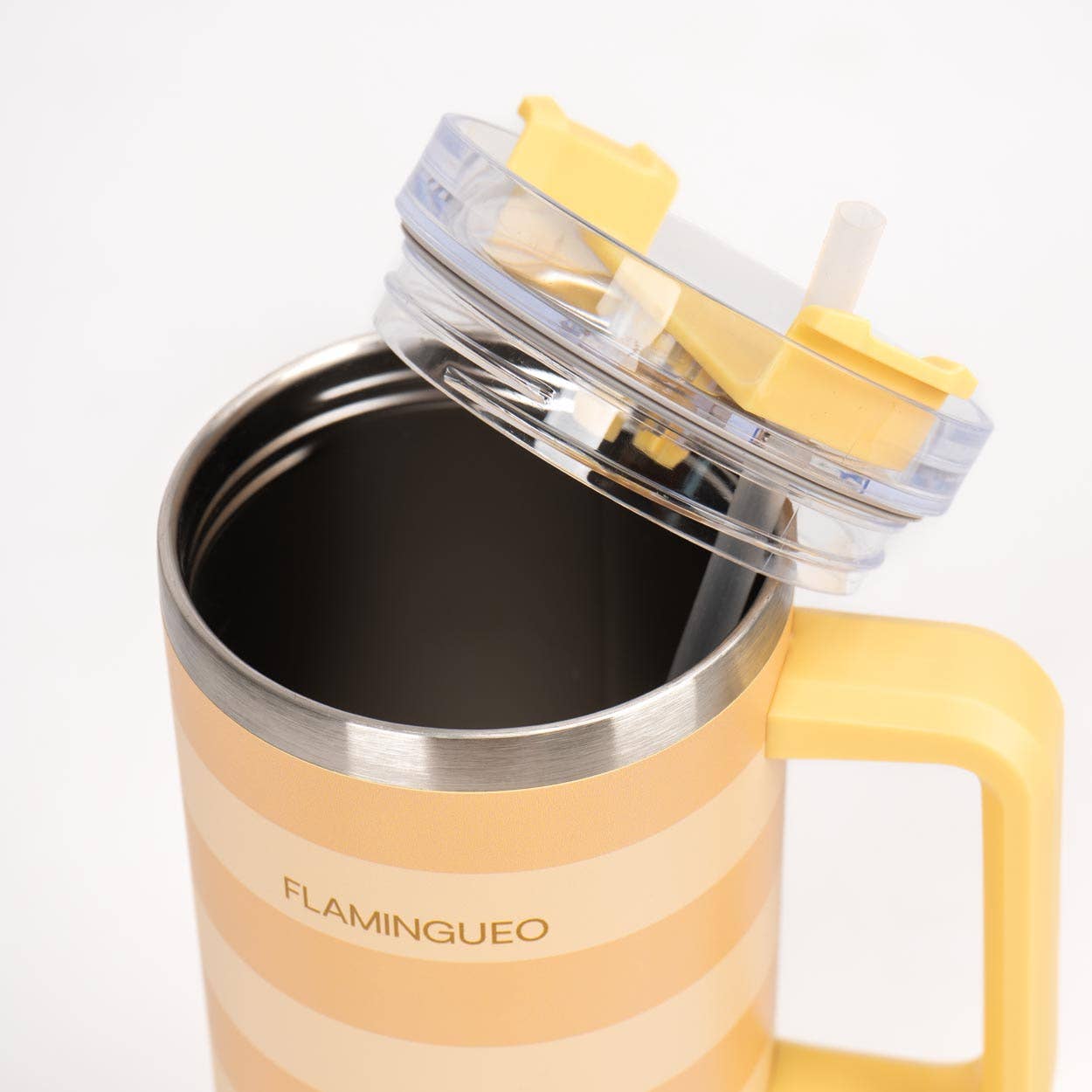 Flamingueo - Wholesale Insulated Mug/Tumbler - Botella termo de acero inoxidable con rayas amarillas1