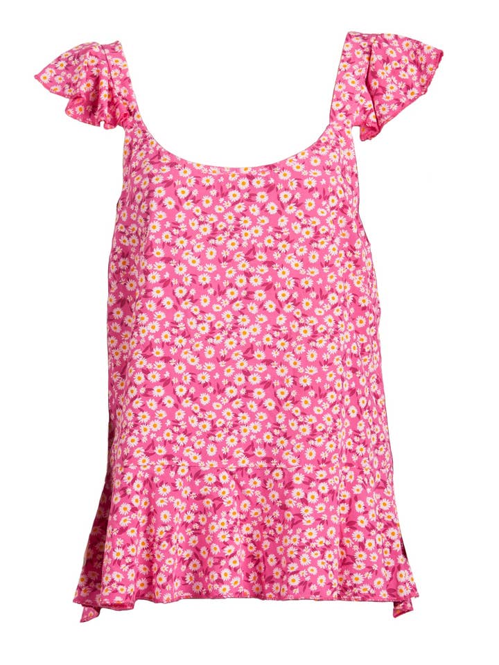 Pauli Sleeveless Pink Blouse with Printed Flowers for wholesale by SOHUMAN