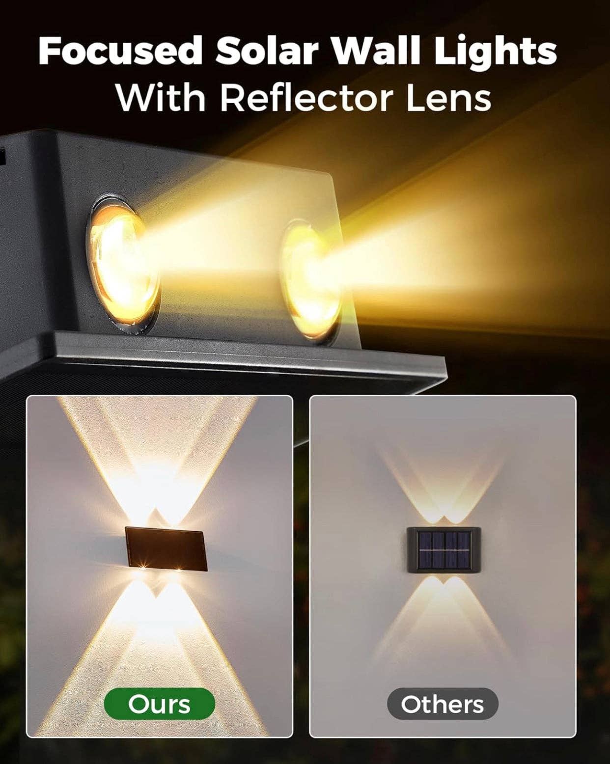 OutdoorSolarOutlet - Wholesale Outdoor/Lawn Light - 2 Pack Solar Wall Lights Outdoor Waterproof Led Up and Down Wall Lights,Solar Outdoor Lights Wall Sconce Exterior Lighting2