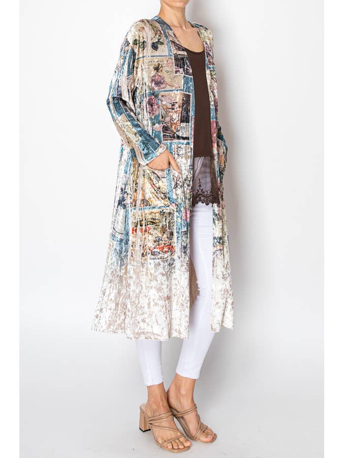 LONG VELVET DUSTER CARDIGAN-4655BG PARIS for wholesale on Faire2