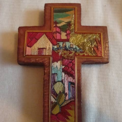 Arara Enterprises - Wholesale Wall Cross - Popotillo (Straw) Small Art Cross Traditional2