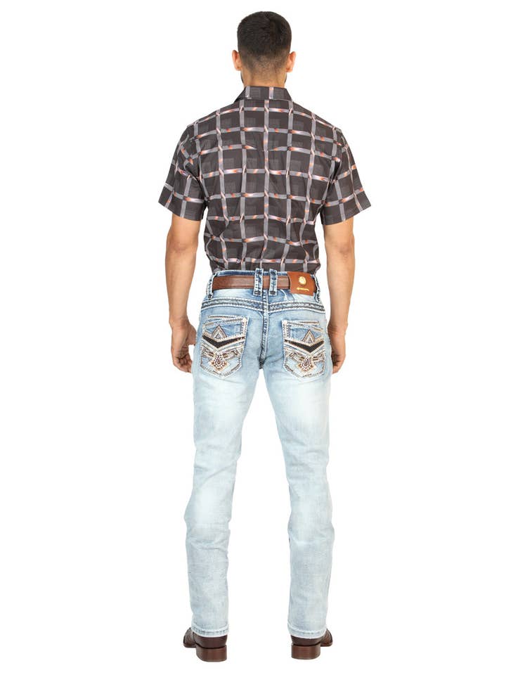 El General Western Wear - Vendita all'ingrosso Jeans - Uomo - Pantaloni Uomo Centenario in denim premium con taglio boot - Blu medio 455333