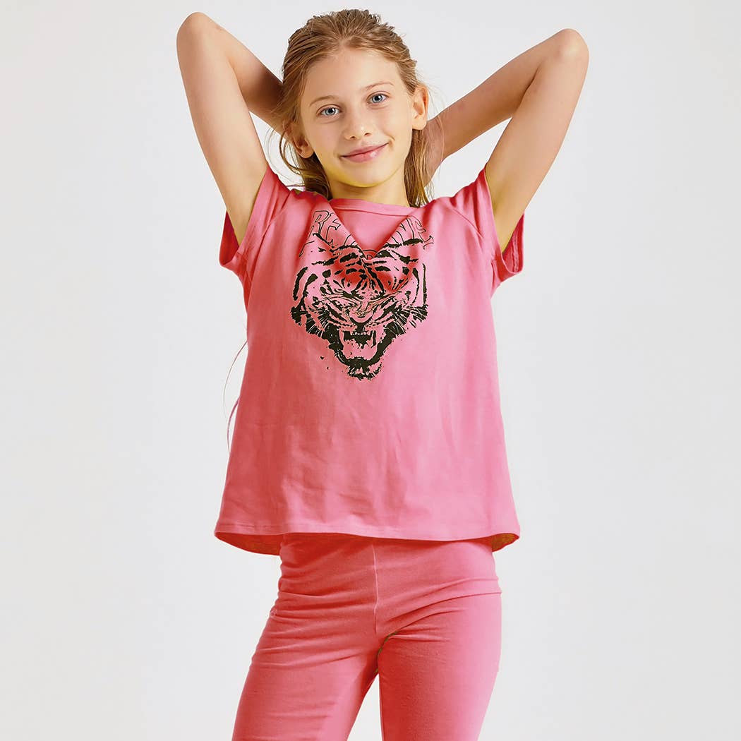 Good Girl – Großhandel Top- & Shorts-Set – Kinder – Kinder Tiger Grafiktop und kurzes Set2