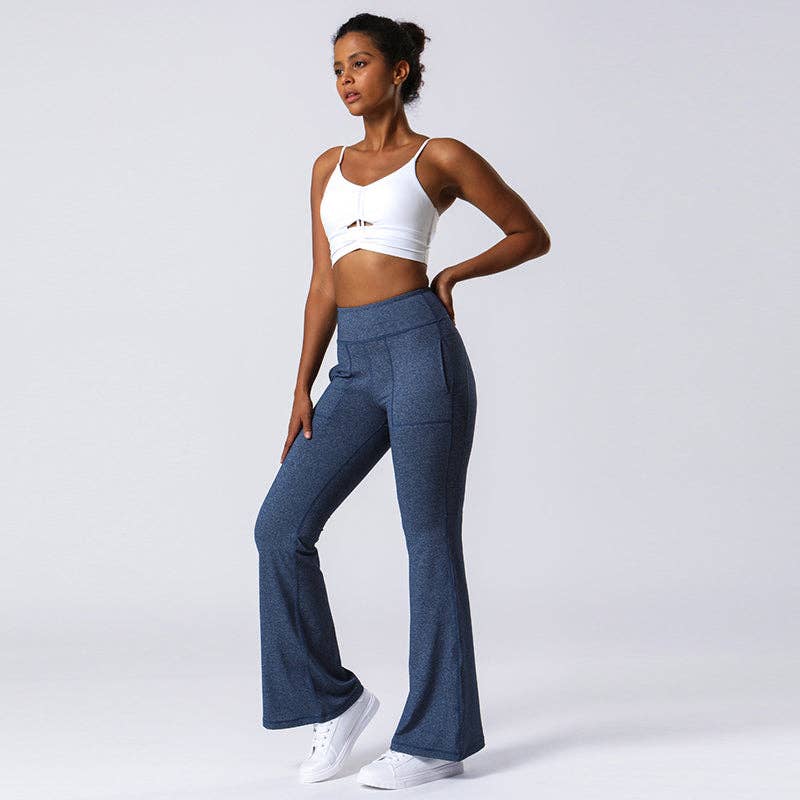 Active by Anna-Kaci - Wholesale Athletic Pants - Women's - Hip Sculpting High Rise Flared Yoga Pants with Pockets20