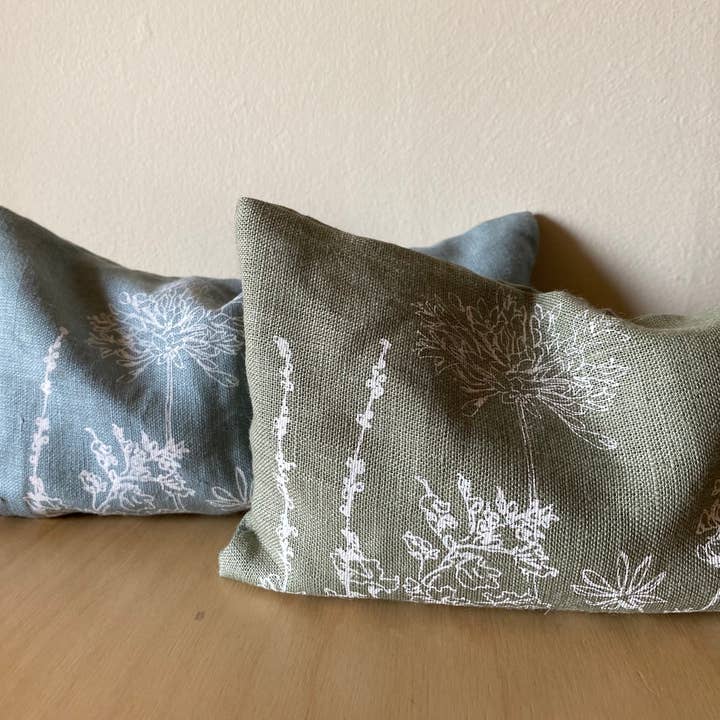 Helen Round - hand printed linen and bamboo wellness - Wholesale Spa/therapy pillow - Linen Eye Pillow Filled With Wheat & Lavender, Floral Design6