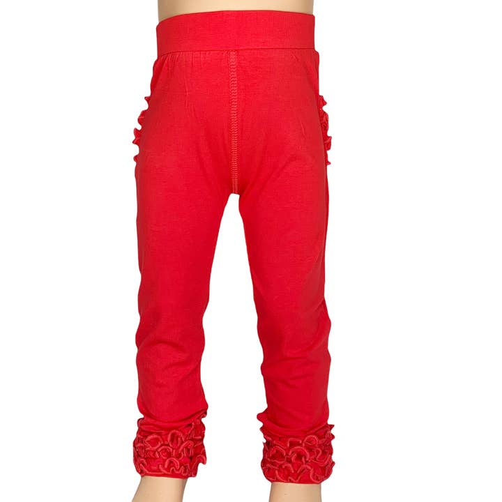 AnnLoren – Großhandel Fashion-Leggings – Kinder – AnnLoren Mädchen Rote Leggings mit Rüschen am Po Kinderbekleidung