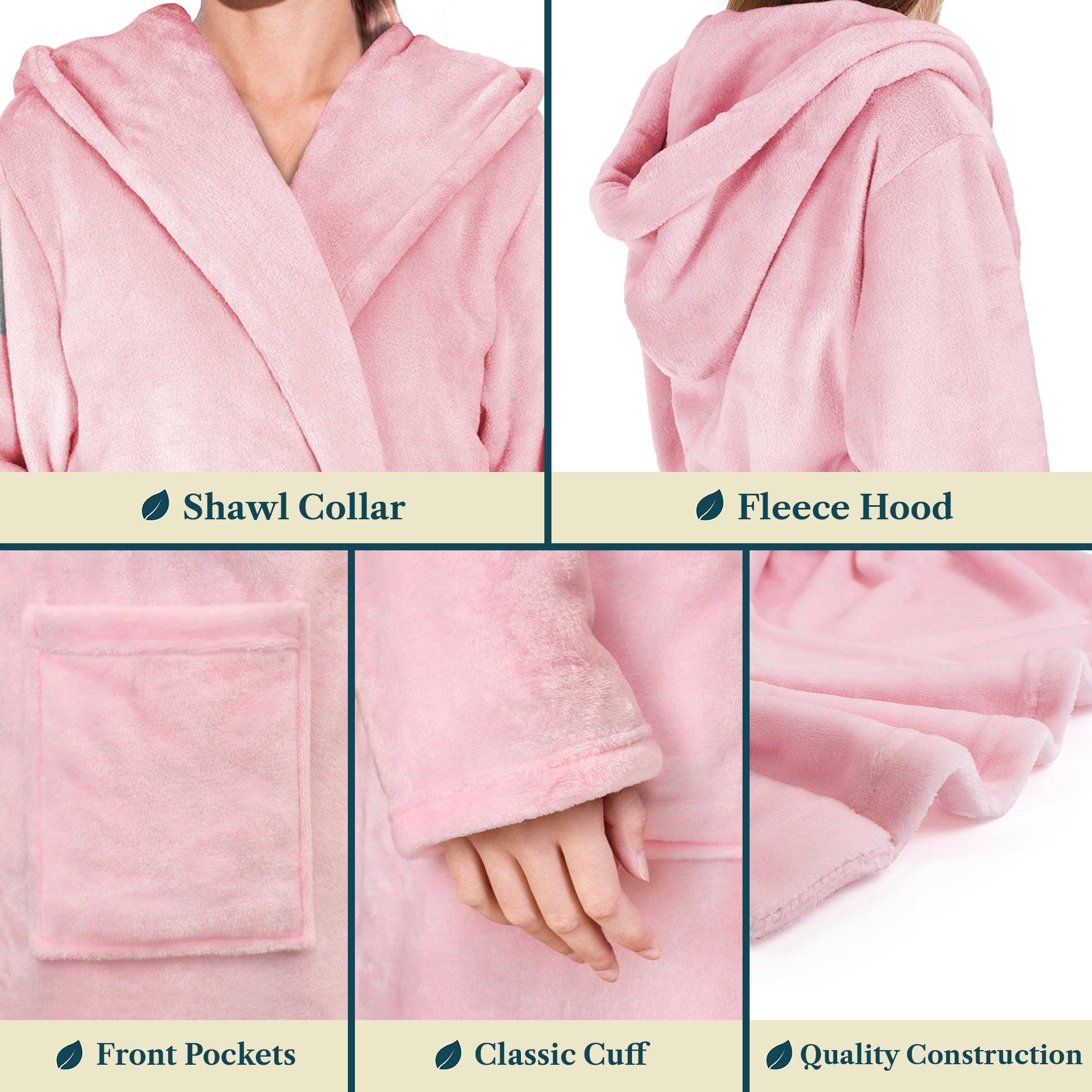 Pavilia - Wholesale Robe - Women's - Women's Classic Fleece Robe with Hood5