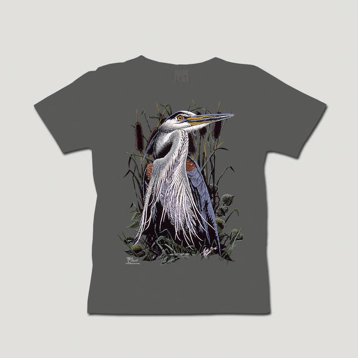Great Blue Heron 100% Cotton Ladies Scoop Neck Tee for wholesale by Atlas Screen Printing