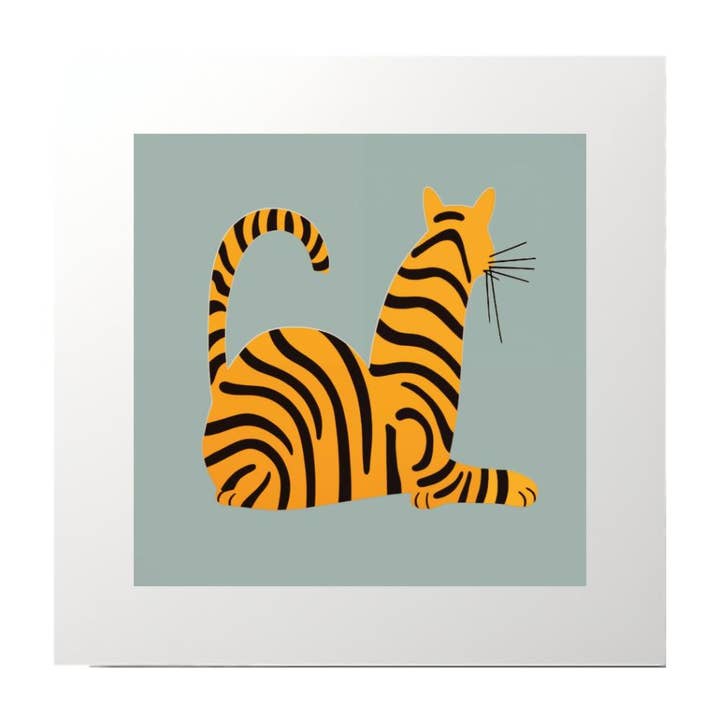 Block Print Tiger Art Print for wholesale by Artificial Ink