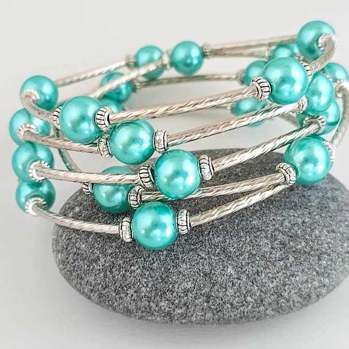 Pulsera envolvente azul metalizado, pulsera de verano para venta al por mayor de Piccadilly Pendants