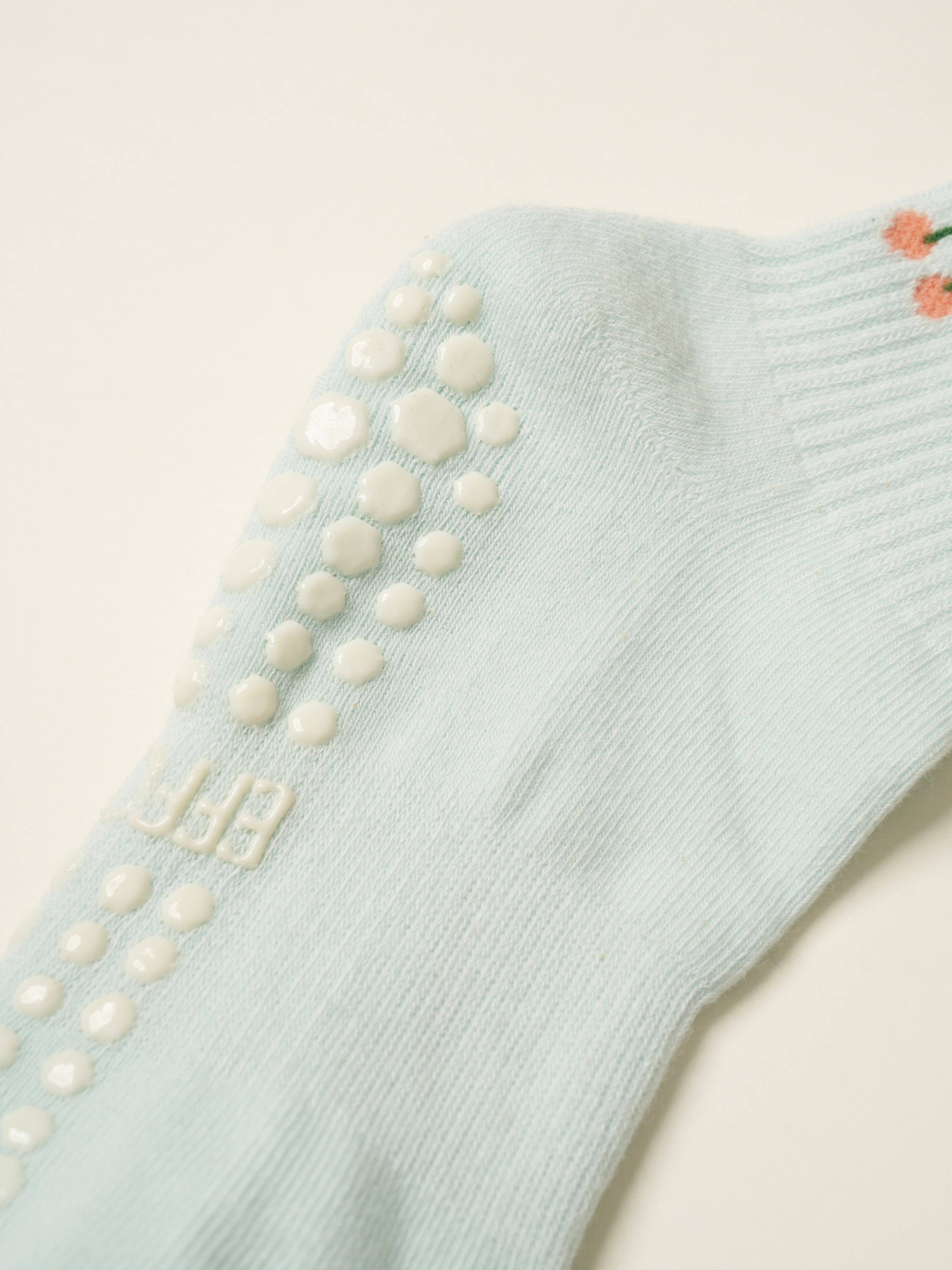 Effortless Club - Wholesale Socks - Women's - 🍒 Cherry Ruffle Grip Sock [Baby Blue], Pilates Socks6