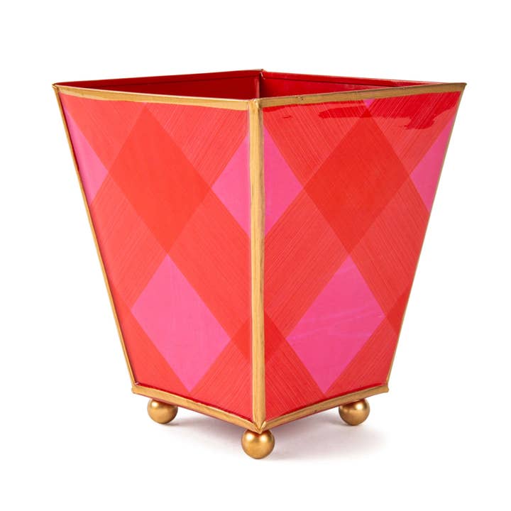 Red Pink Charlotte Buffalo Enameled Square Cachepot Planter 6 for wholesale on Faire