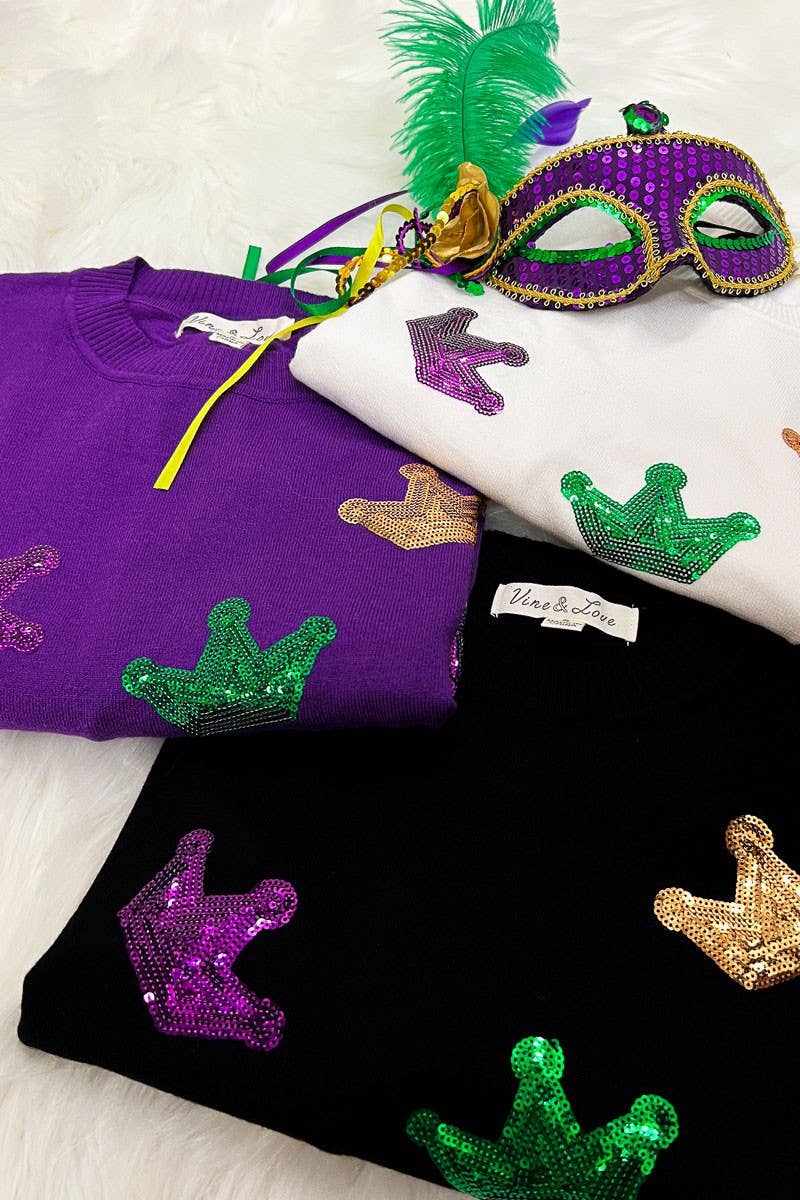 Vine & Love - Vendita all'ingrosso Felpa - Donna - Maglione lavorato a maglia con dettagli in paillettes a corona VT81484K20