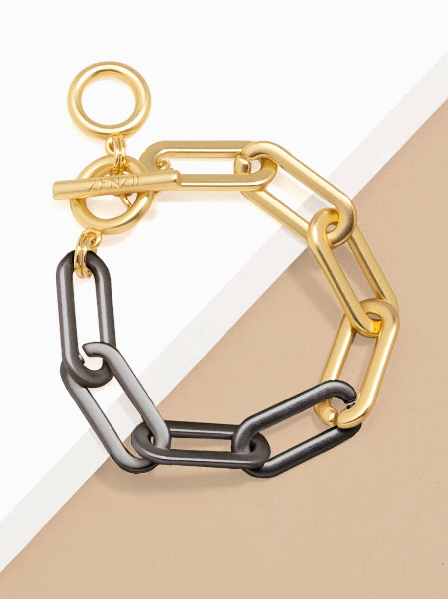 ZENZII Jewelry – Engroshandel Armbånd med led og kæde – Tofarvet kabel Link armbånd1