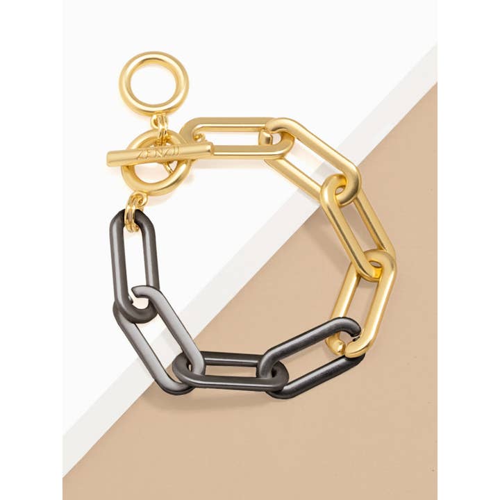 ZENZII Jewelry – Engroshandel Armbånd med led og kæde – Tofarvet kabel Link armbånd1