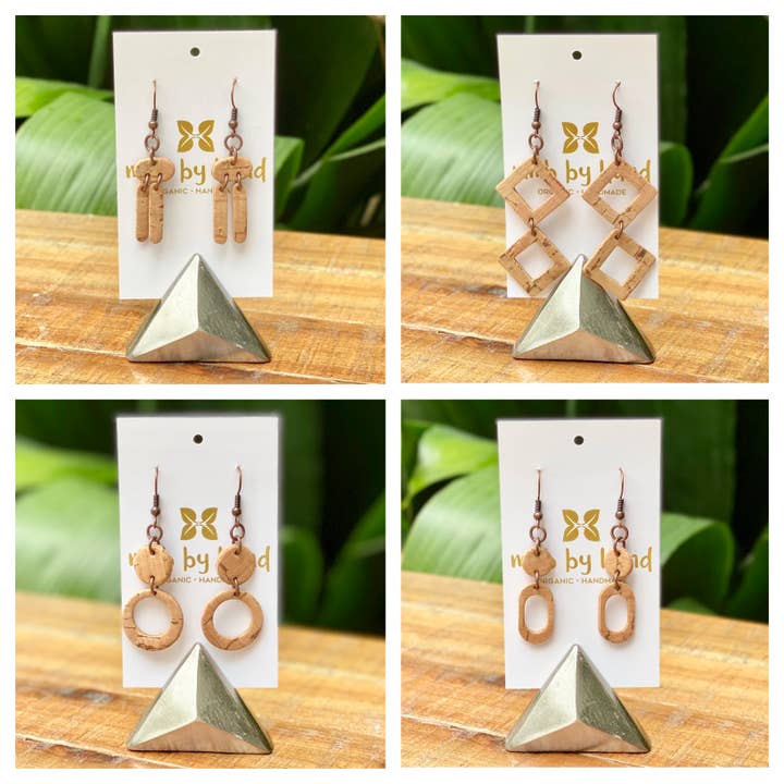 mmb by hand - Wholesale Dangle Earrings - Sustainable Cork Earrings, Variety - 10 Count