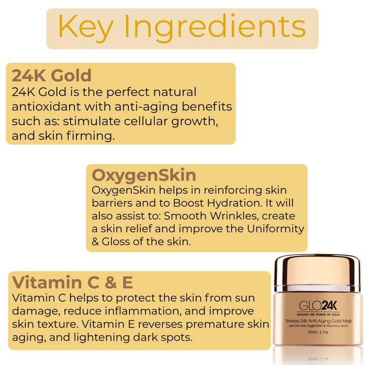 GLO24K – wholesale Skincare face mask – Timeless 24k Anti-Aging Gold Mask with 24k Gold & OxygenSkin2