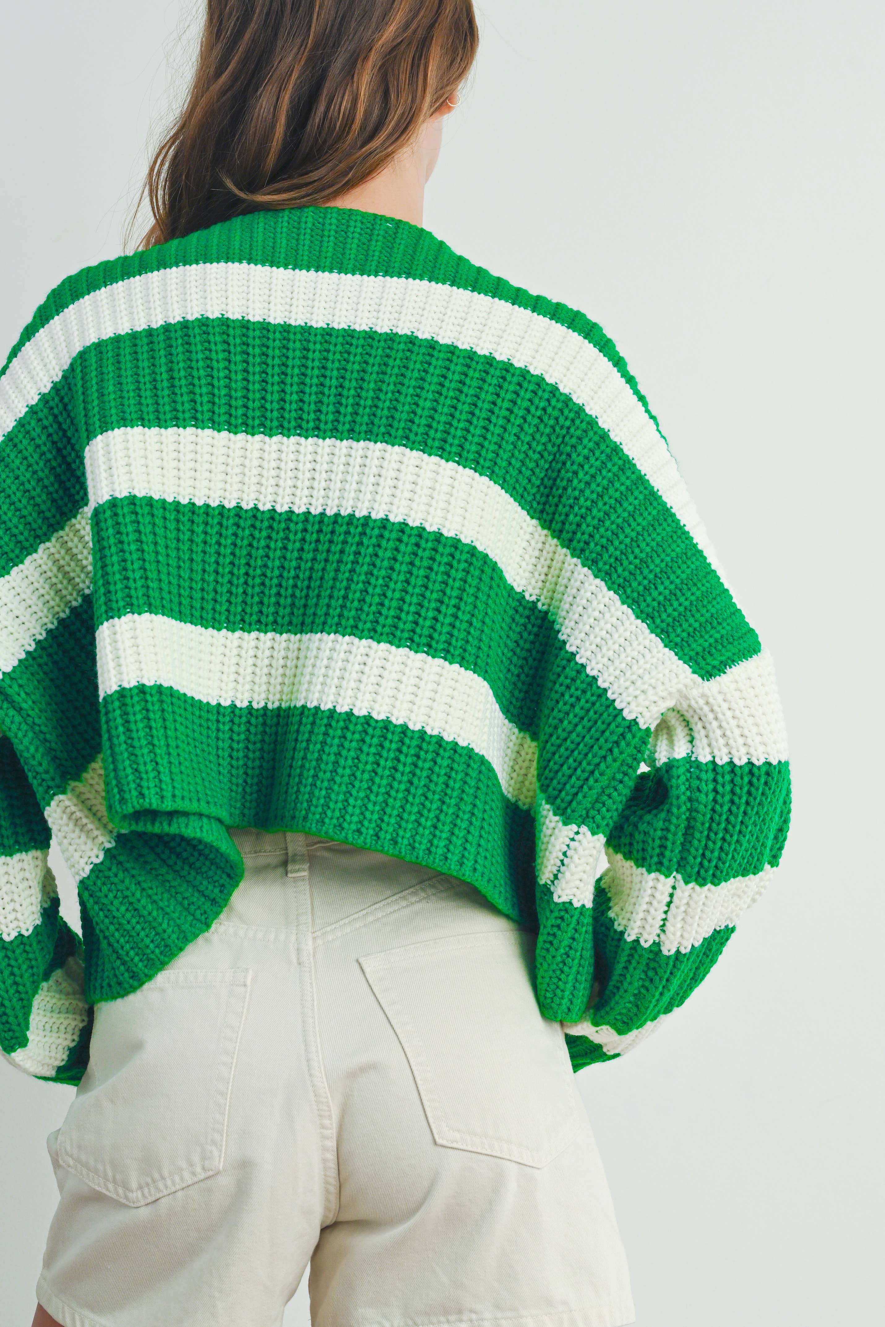 BUTTERMELON – wholesale Cardigan – Women’s – Striped V-Neck Cardigan with Buttons - BMC733124