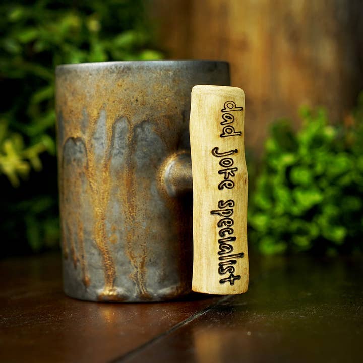 Backwoods Provisions - Wholesale Coffee Mug - Iron Bronze Glazed Ceramic Mug with Wooden Handle