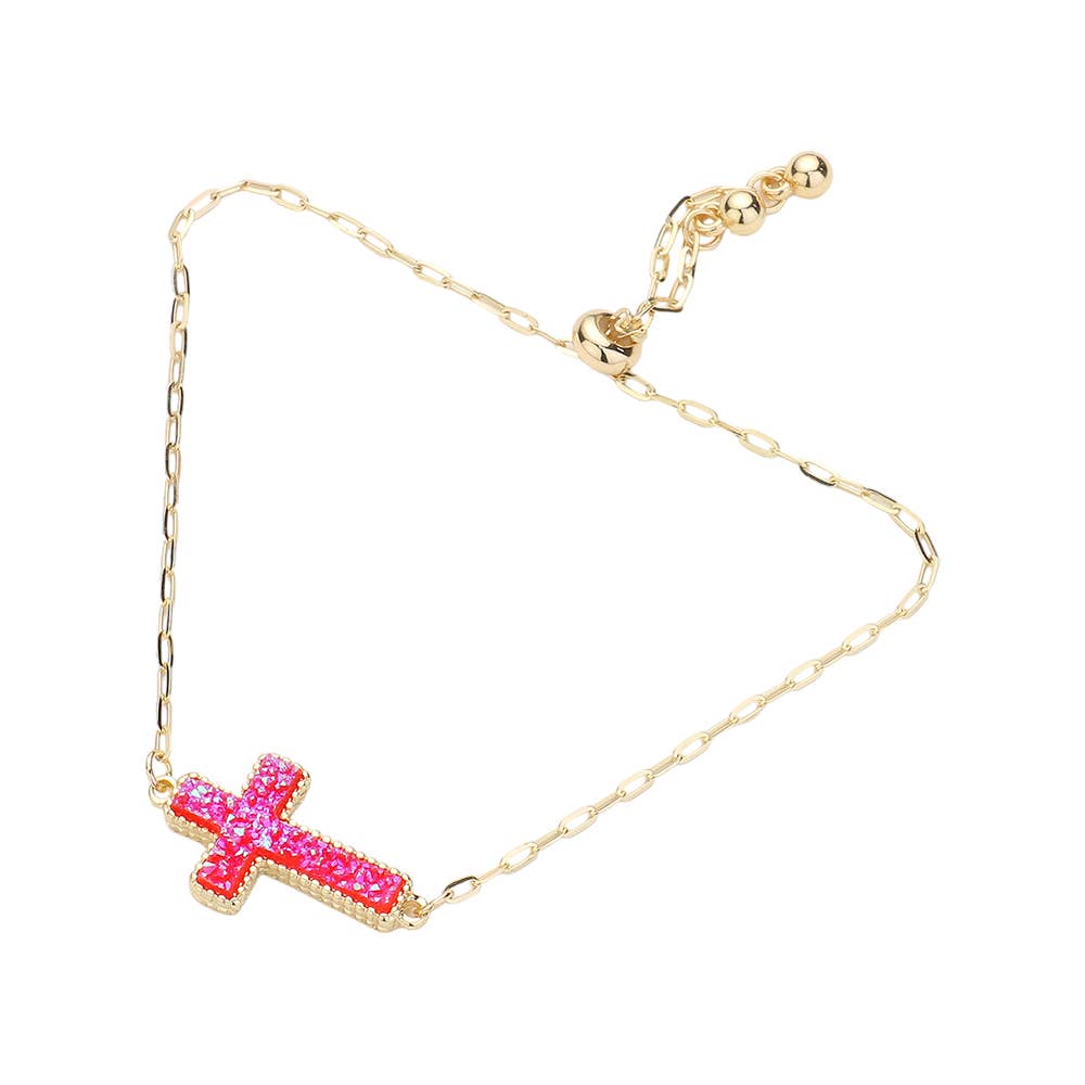 Sensibling Corp. – Pulseira com pendente por atacado – Pulseira Ajustável com Druza Cruz e Fecho de Puxar13