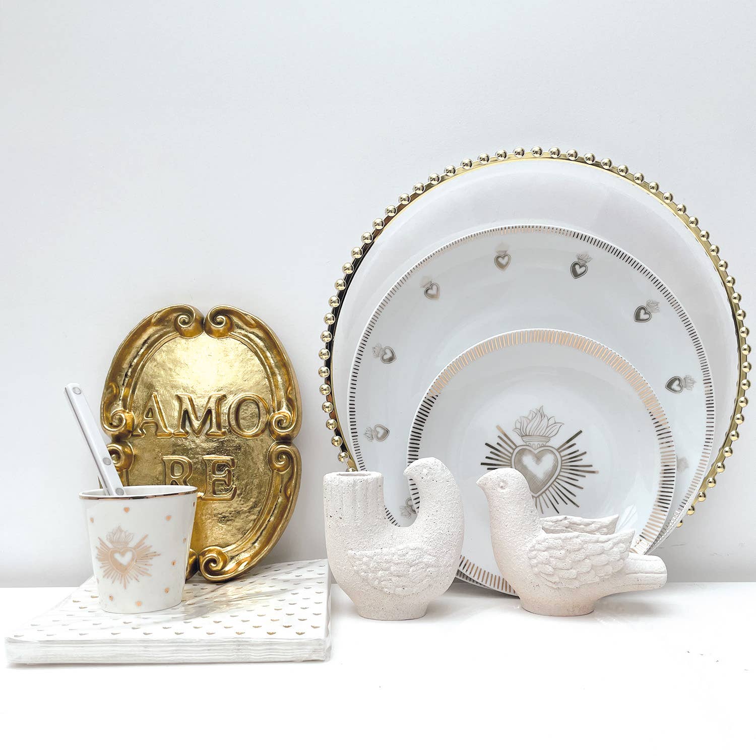 Opjet Paris - Vente Assiette de présentation - Dessous d'assiette perlé transparent doré D33cm6