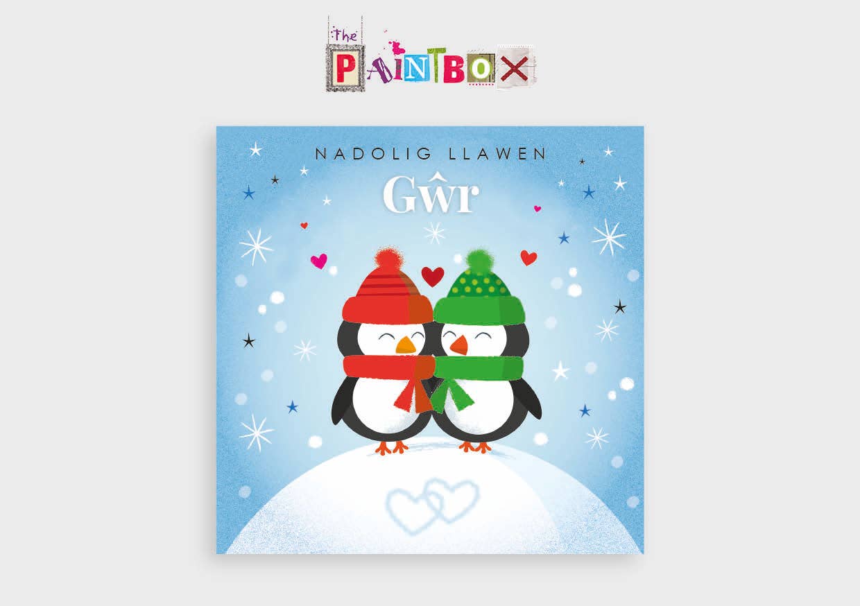 The Paintbox - Wholesale Kerstkaartje - 'Vrolijk Kerstfeest Man' – Vrolijk Kerstfeest Man (pinguïns)0