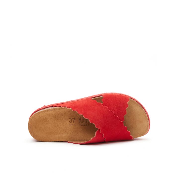 Mandél - Wholesale Sandals - Women's - Ciabatta two-band TAMARA in red leather - Art.MD01205