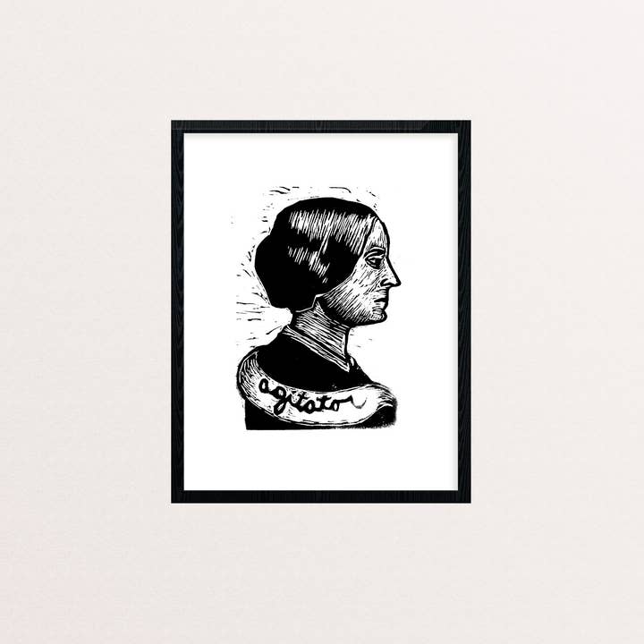 Susan B. Anthony Linocut Art Print for wholesale by Horse & Hare