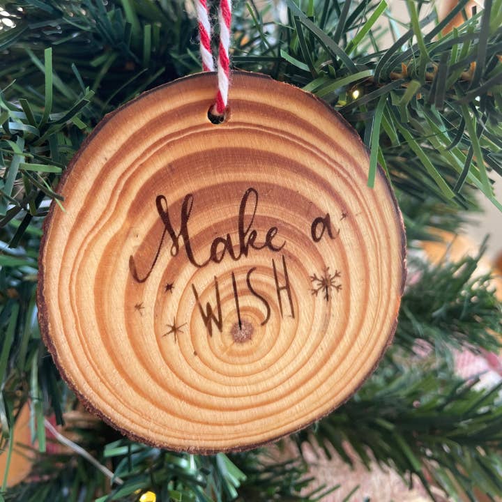 Ornamento de madera Make A Wish para venta al por mayor de Engroovy Laser
