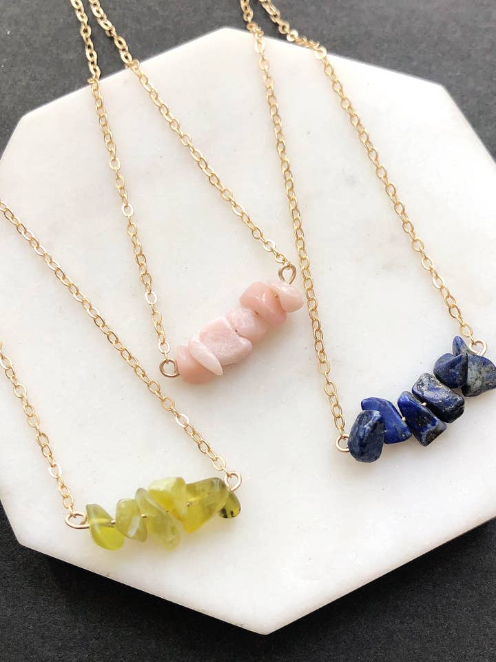 14 Gold Filled Tiny Crystal Necklace (42 Options) for wholesale by Victoria Ann Meyers