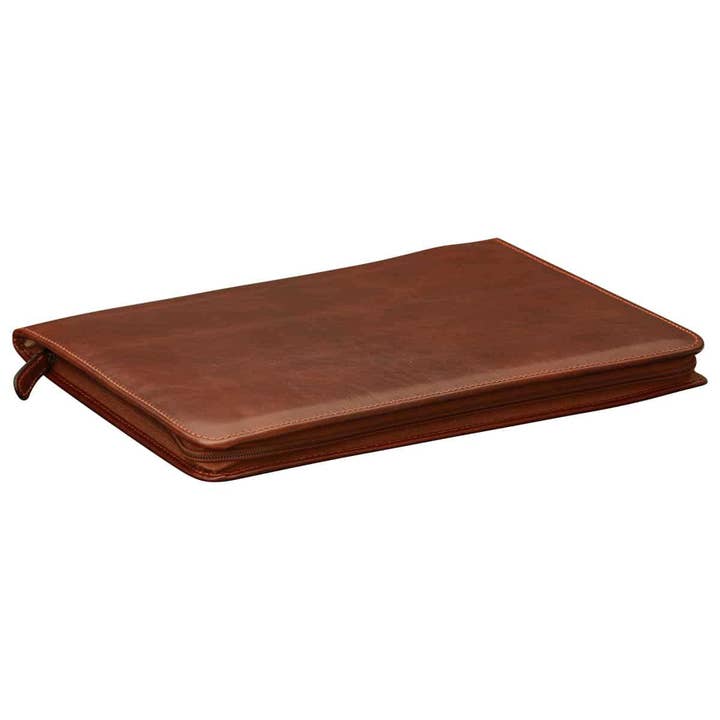 Document holder and notepad holder with zip- Brown for wholesale by Old Angler Firenze