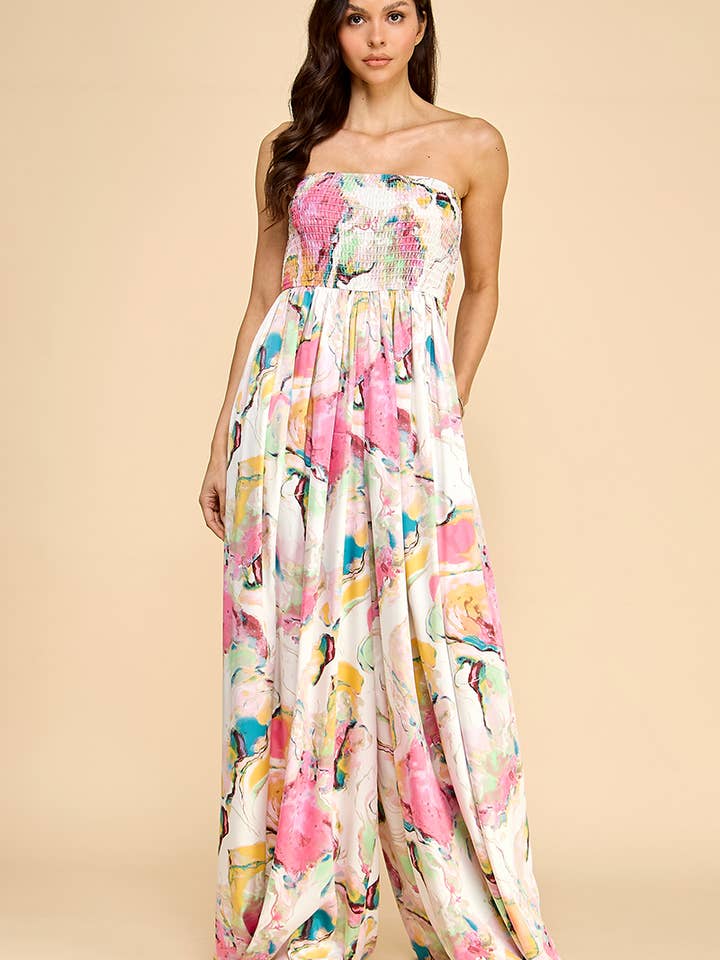 SMÖR SATIN MARMORTRYCK SMOCKAD TUB VID BEN för wholesale av Hers & Mine