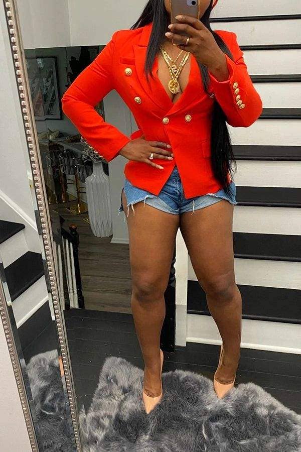 Fashion Combination - Wholesale Jacket - Women's - couture double breasted plus size blazer red 3xl2