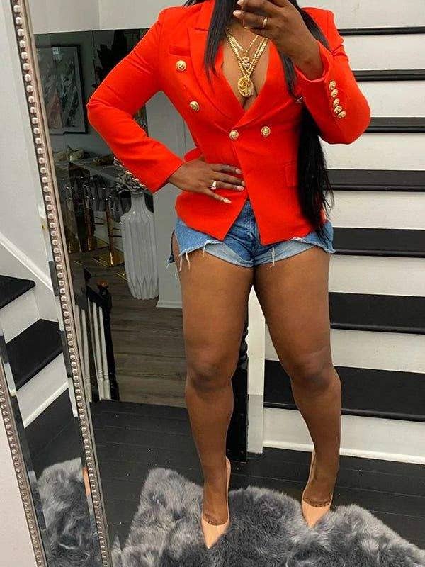 Fashion Combination – Engroshandel Jakke - Dame – couture dobbeltbrystet plus størrelse blazer rød 3xl2